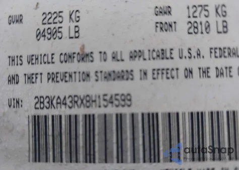 2008 Dodge Charger from USA, damaged, VIN 2B3KA43RX8H154599